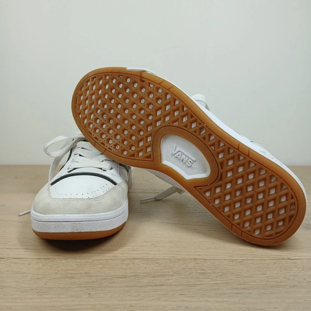 Vans Lowland CC Sneakers Men 10.5 White Black Leather Suede Skate Y2K Streetwear